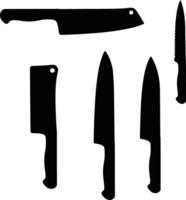 kitchen knife infographic with silhouette designs for food blogs or menus vector
