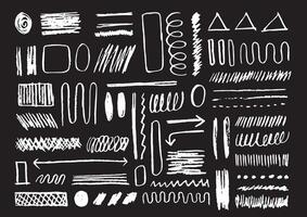 Hand drawn scribble element set. Abstract brush stroked template bundle. triangle, rectangle, curve, and arrow freehand shapes. Artistic grunge forms. vector