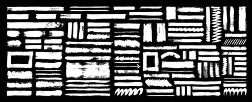 White paint brush strokes element collection. Hand drawn highlighter template set. Abstract freehand drawing graphic element.. vector