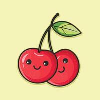 kawaii cherry fruits illustration design vector