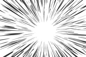 Comic speed lines effect. Manga radial explosion background. anime burst. Perspective motion of rays. Abstract blast scream and glow. Superhero frame. Center of impact. vector