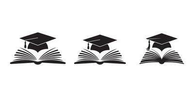 Graduation and Knowledge Open Book with Cap and Gown vector