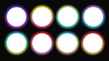 Set of glowing circle frames. Bright neon lights, circles for design. borders with neon glow effect vector