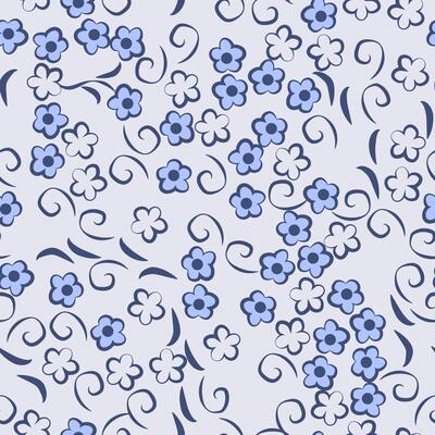 Trendy floral seamless pattern. Simple small flowers with lines