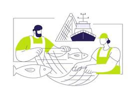 Fishing with net abstract concept illustration. vector
