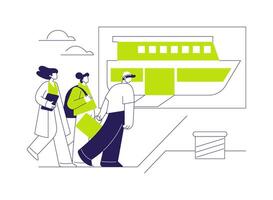 Getting on a boat abstract concept illustration. vector