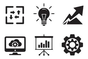 Collection of business and technology icons in a modern style. vector