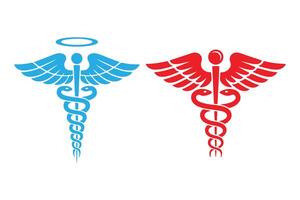Two contrasting medical symbols, blue and red, perfect for health-related projects. vector