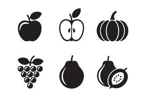 Simple Black and White Fruit Icons vector