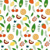 Fresh fruits seamless pattern. Summer fruits. Cute pattern with hand drawn fruits. vector
