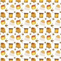 Beekeeping seamless pattern. Background with cute beekeeping elements. vector