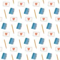 Journalling seamless pattern with notebook and pencil. vector