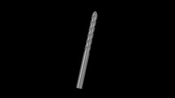 Drill Bit Rotating on a Transparent Background. Seamless Loop. 4K video