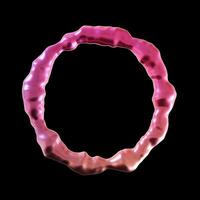 3D animation of round metallic frame with vibrant pink and purple color gradient. Empty space in the middle, ideal for adding personalized messages or graphics. Modern, futuristic style. video