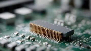 A closeup view of a tiny multilayer circuit board embedded with neuromorphic chips highlighting the complex architecture and fine soldering techniques that enable efficient data processin photo