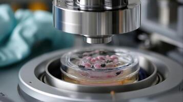 Detailed view of a sample being analyzed in a centrifuge with varying layers of plasma and cellular components clearly visible after spinning photo