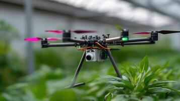 A closeup view of a drones camera displays an array of sensors each designed to detect specific wavelengths of light illustrating the technology used for assessing plant stress an photo
