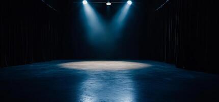 An empty stage with a spotlight shining on it photo
