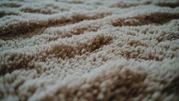 Close-up view of a textured, light beige, plush fabric with subtle ridges photo