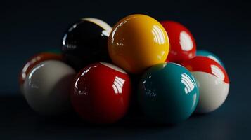 A group of colorful balls on a black background photo