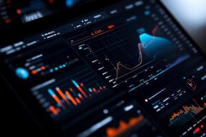 Digital dashboard with multiple charts and graphs photo