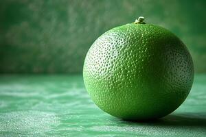 Vibrant Green Lime with Textured Skin on Matching Background for Natural Freshness Concept photo