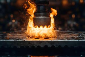 Industrial Power and Precision Flaming Metalwork Scene for Dynamic Design Projects photo