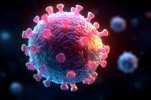 Colorful 3D Rendering of a Virus Structure in a Microscopic View photo