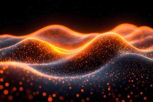 Futuristic Glowing Abstract Waves with Sparkling Particles for Digital Art Design photo