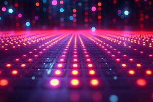 Futuristic LED Light Array with Vibrant Bokeh Effects for Digital Backgrounds photo