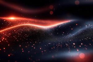 Futuristic Abstract Digital Wave with Red and Black Patterns for Tech Design photo