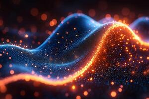 Dynamic Abstract Waveforms with Vibrant Neon Lights for Creative Design and Technology Art photo