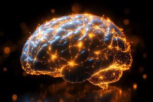 Glowing Neural Network Digital Brain Visualization for AI and Technology Concepts photo