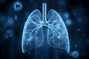 Digital Visualization of Human Lungs with Viruses for Medical Research and Education photo