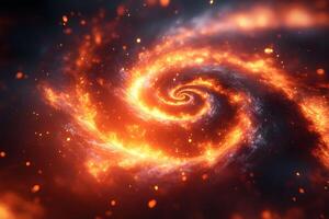 Cosmic Firestorm Swirl Fiery Particle Vortex in Deep Space for Science Fiction and Fantasy Themes photo
