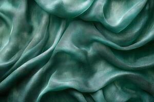 Elegant Flowy Green Fabric Texture - Abstract Background for Design Projects photo