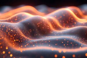 Abstract Digital Waves with Glowing Particles for Futuristic Design and Technology Concepts photo