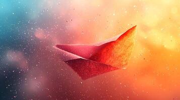 A paper boat floating in the air photo