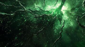 Green and black background with a tree in the middle photo