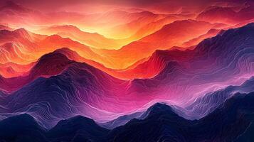 A colorful abstract painting of mountains photo