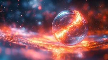 A glowing sphere with a bright light photo