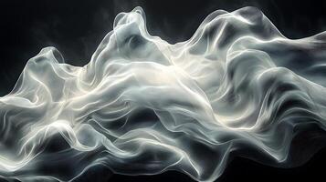 A white smokey wave is shown on a black background photo