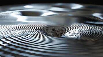 A close up of a drum head with a circular pattern photo
