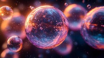 A group of cells with iridescent bubbles photo