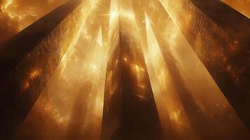 A large group of pillars in a dark tunnel photo