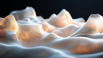 3d rendering of a wave of white fabric photo