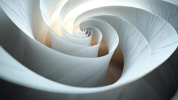 A spiral of paper with a light shining through it photo