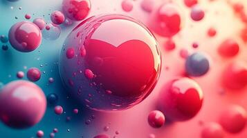 A red and blue bubble with bubbles on it photo