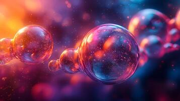A group of bubbles floating in a dark background photo