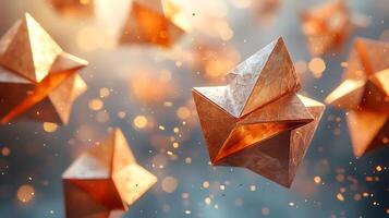 3d rendering of origami paper flying in the air photo
